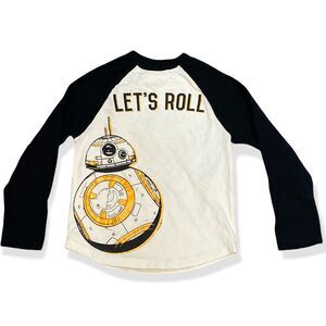 Star Wars BB8 Lets Roll Youth T Shirt Size: Medium 7-8 long sleeve baseball tee